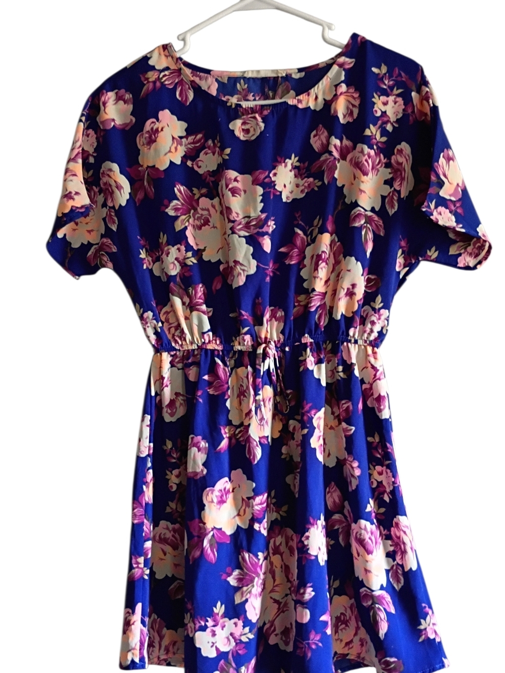 The Vintage Shop Navy Blue Floral Drawstring Casual Dress